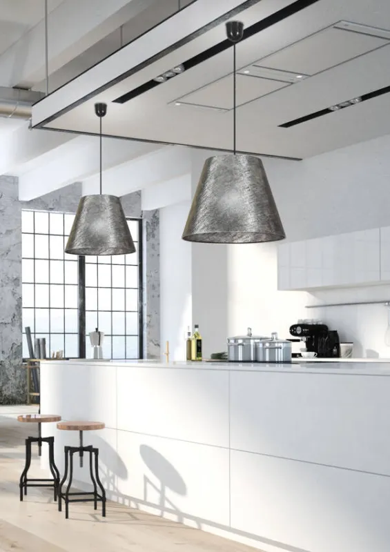 Lampa wisząca z abażurem Platino srebrna nowoczesna do salonu i jadalni Zniżka
