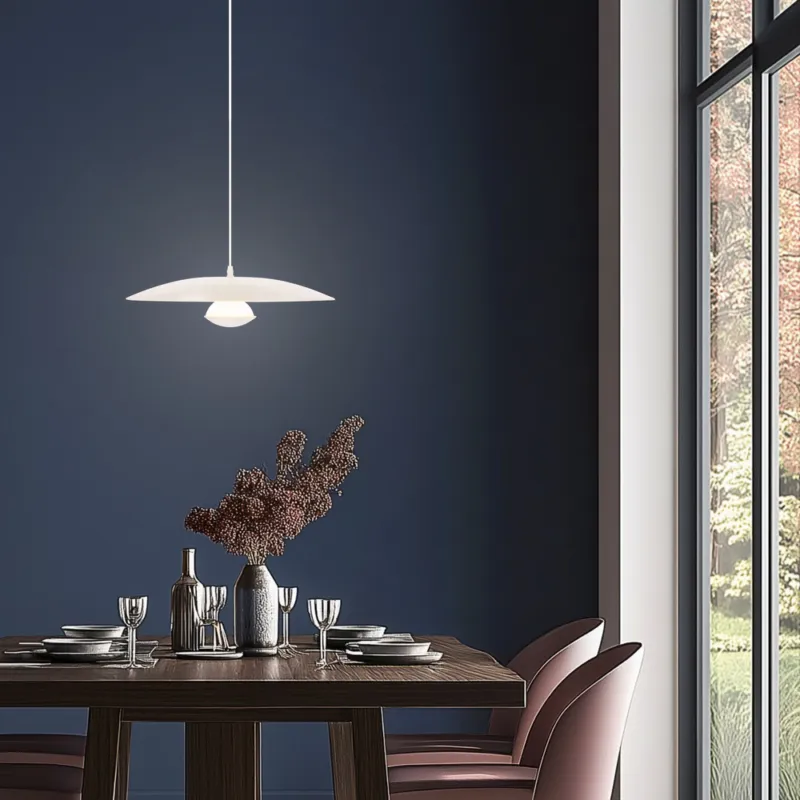 Oferta limitowana Lampa wisząca LUND 34 cm minimalistyczna – biały klosz talerz - skandynawska lampa nad stół LED