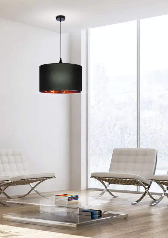 Lampa wisząca Long czarna z abażurem do salonu pojedyncza 1xE27 30 cm Nie przegap