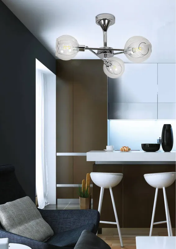 Lampa sufitowa Ozzo okrągła ze szklanymi kloszami 3-punktowa do salonu Nowy