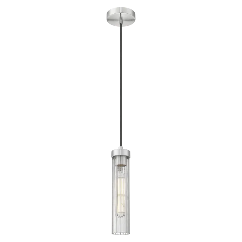 Lampa wisząca niklowana szklana tubowa P01828NS z serii QUINCY - Cosmo Light Cena promocyjna