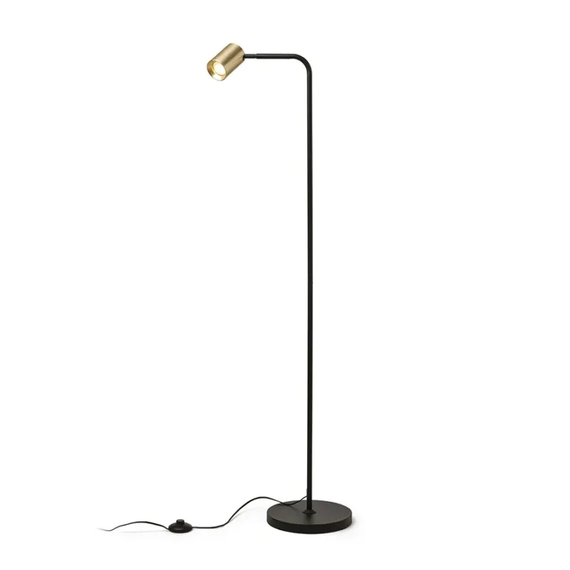 Wysoka jakość Lampa podłogowa czarna z mosiądzem z obrotowym reflektorem 177 R14264 - Rendl