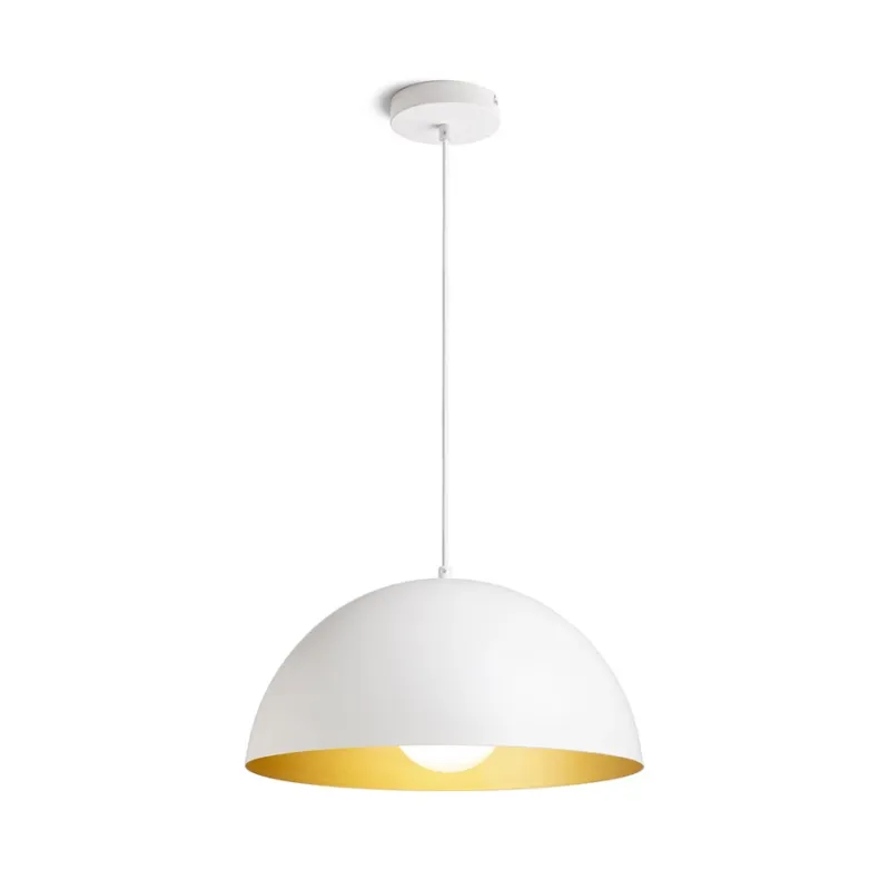 Bezpieczne zakupy Lampa wisząca metalowa biało-złota 40cm R14112 - Rendl