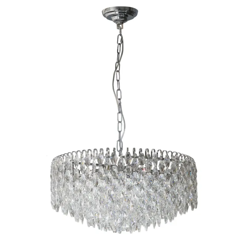 Wyjątkowa oferta Azzardo Lampa wisząca chromowana kryształowa 11-punktowa AZ6908 z serii BURANO