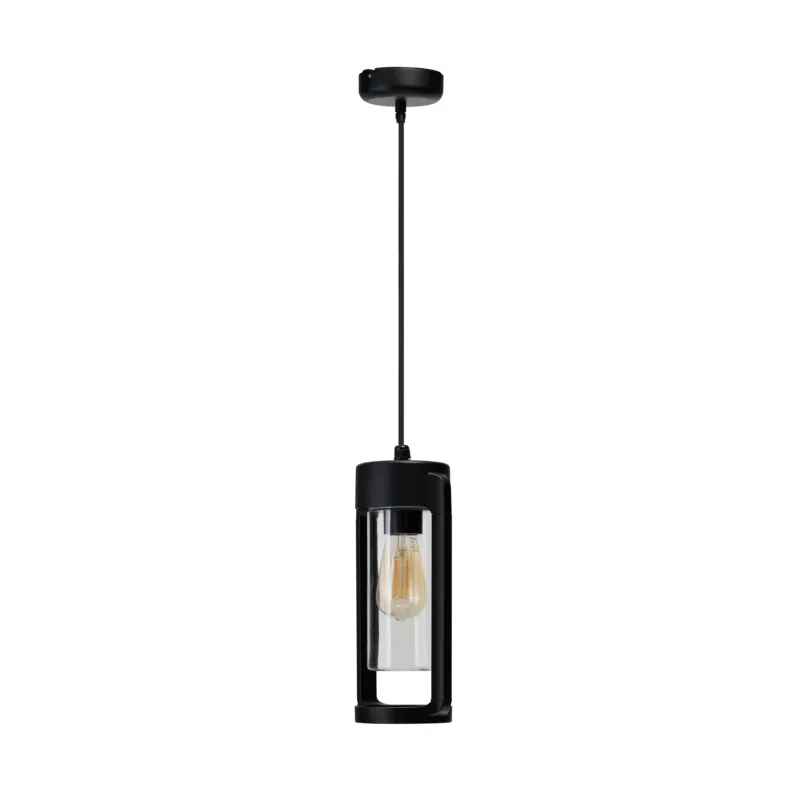 Cena promocyjna Azzardo Lampa wisząca zewnętrzna czarna aluminiowa szklana AZ6829 z serii LANTERN