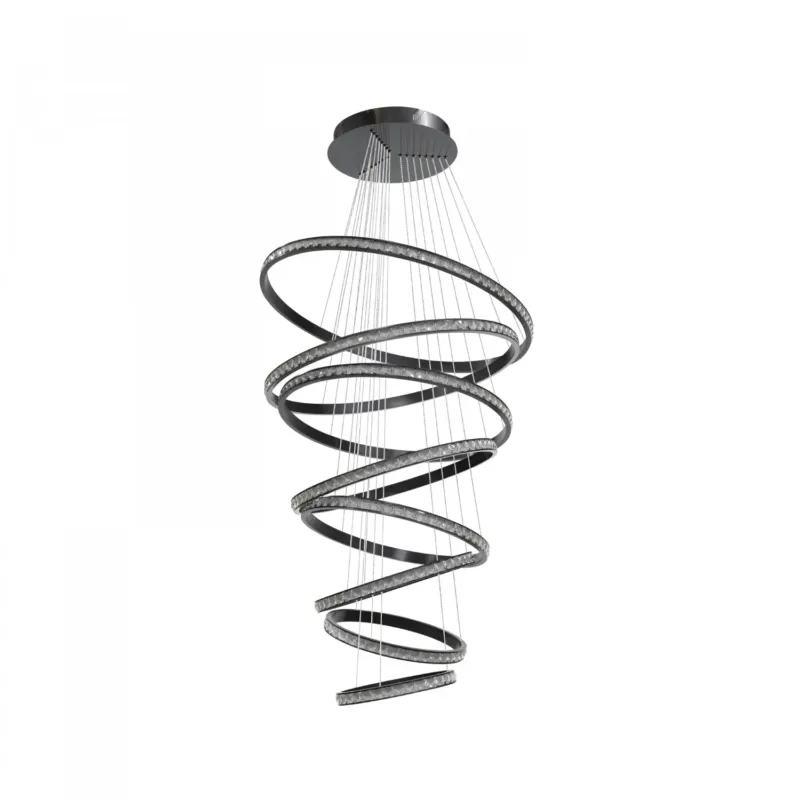 Azzardo Lampa wisząca czarna kryształowa 8-punktowa AZ6774 z serii AZALEA SPIRAL Tylko do końca tygodnia