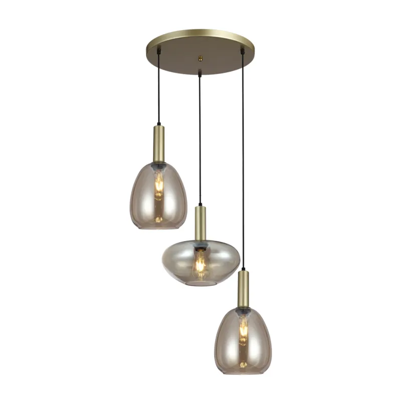 Nowy Lampa wisząca złota 3-punktowa szklana PND-23541-3-GD-CH z serii GATER - Lampy Italux