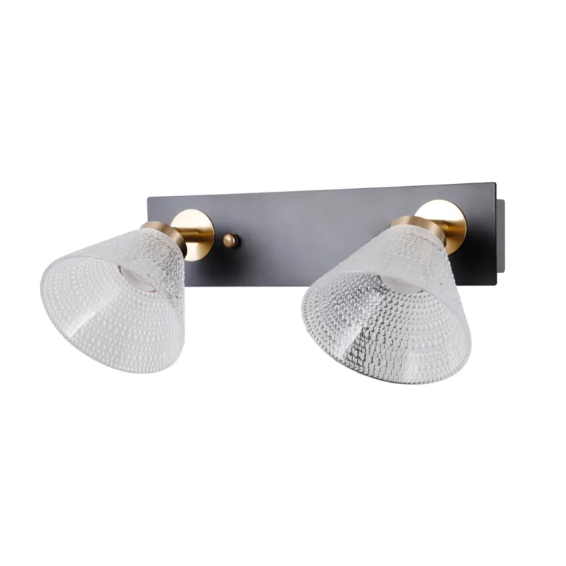 Kinkiet dwupunktowy czarny ze złotymi detalami WL-34393-2-BK-HBR z serii Orella - Lampy Italux Kup online