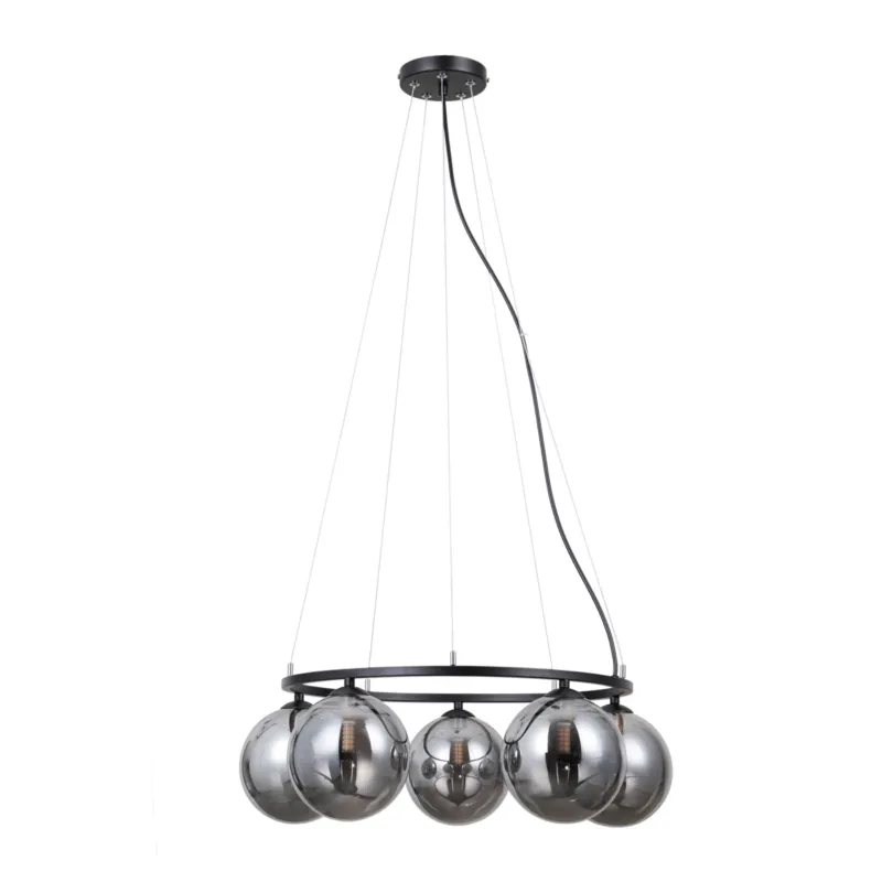Tylko do końca tygodnia Lampa wisząca czarna okrągła 5-punktowa PND-1098-5R-BK z serii Molite - Lampy Italux