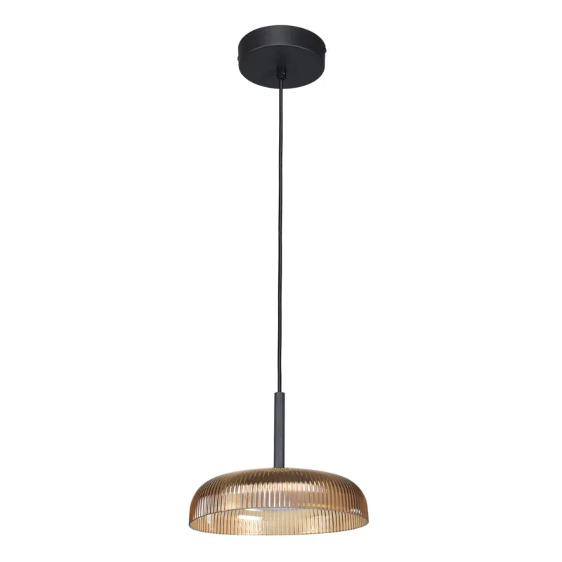 Lampa wisząca metalowa czarno-żółta prążkowana PND-48529-BK-YLL z serii Colle - Lampy Italux Łatwy zwrot