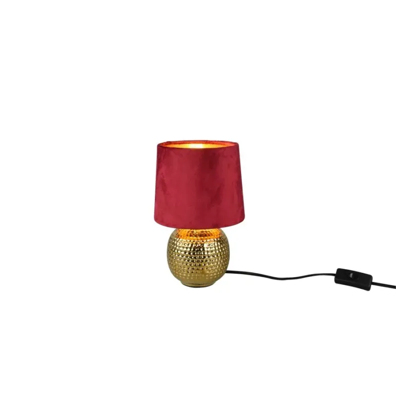 Lampa nocna złota z czerwonym welurowym abażurem SOPHIA R50821010 - RL Nie przegap