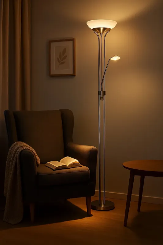 Wybór klientów Lampa podłogowa klasyczna do salonu z lampką do czytania nikiel ORSON R40073507 - RL