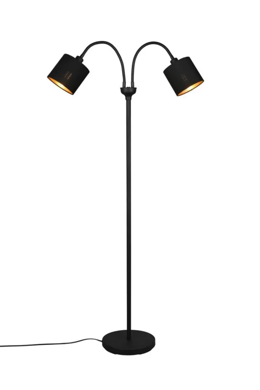 Dostępne od ręki Lampa podłogowa nowoczesna czarna 2 klosze TOMMY R46332079 - RL