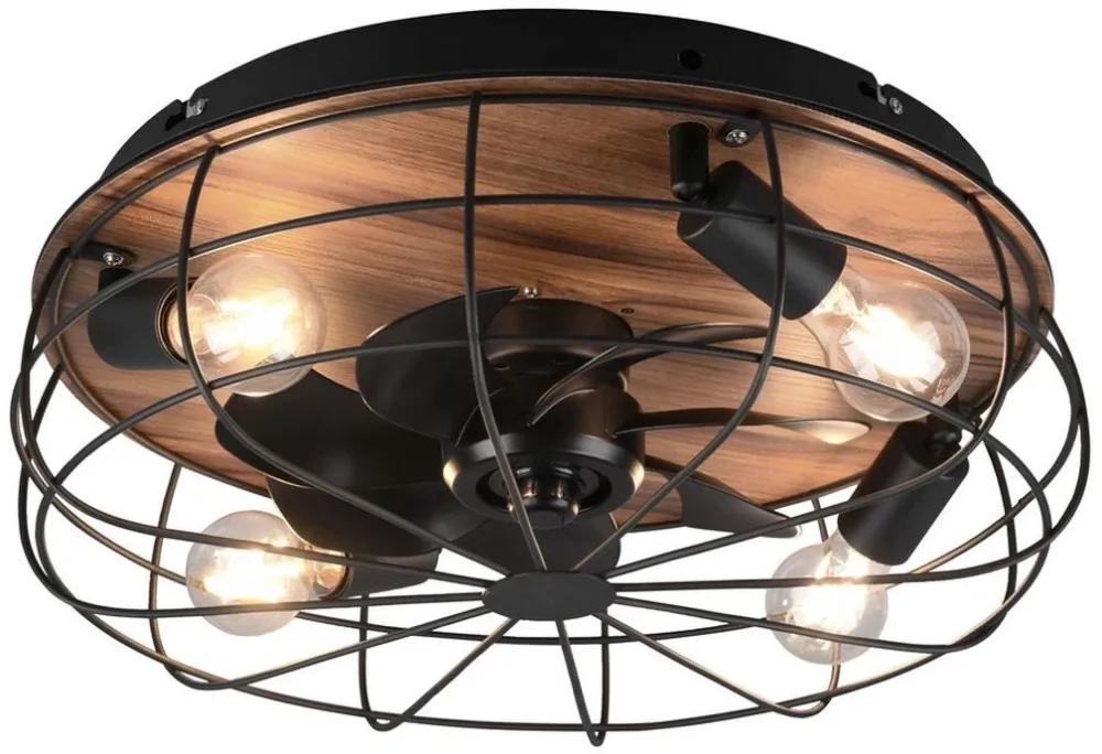 Dodaj do koszyka Lampa RETRO z wentylatorem na pilota czarna + drewno 4xE27 TRONDHEIM R61105032 - RL