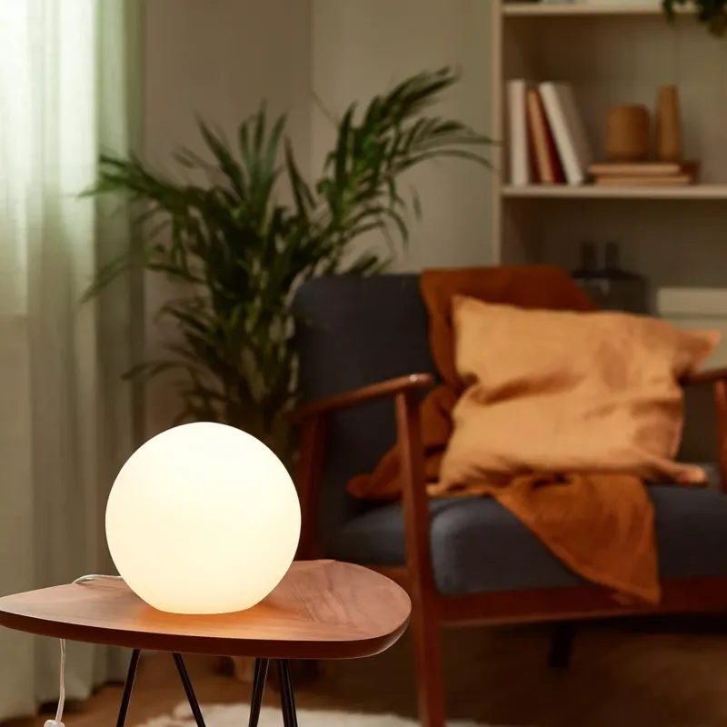 Darmowy zwrot Lampa stołowa biała kula 20 cm E27 PINGPONG R5220-07 - RL