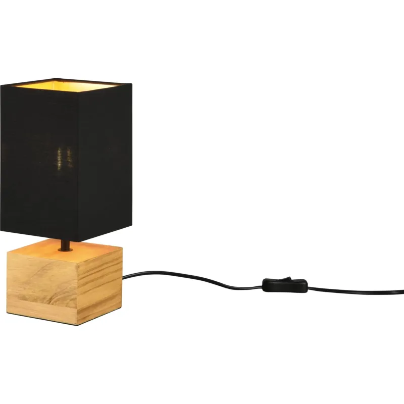 Wysoka jakość Lampa stołowa drewniana z czarnym abażurkiem WOODY R50171080 - RL