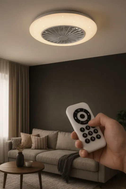 Zamów teraz Lampa sufitowa biała LED 30W DIM+CCT+STARLIGHT+RGBW na pilota z wentylatorem STRALSUND R62522987 - RL