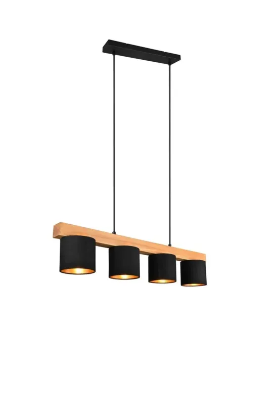Dodaj do koszyka Lampa wisząca drewniana belka z czarnymi kloszami CAMERON R30654002 - RL