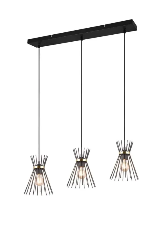 Wybór klientów Lampa wisząca potrójna figlarowna elegancka do kuchni czarno-złota ROD R31533080 - RL