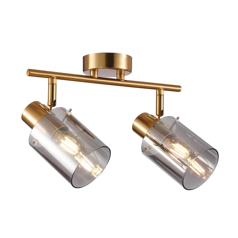 Cena promocyjna Lampa sufitowa mosiężna z dymionym szkłem 2-punktowa SPL-5581-2-BRO-SG z serii Sardo - Lampy Italux