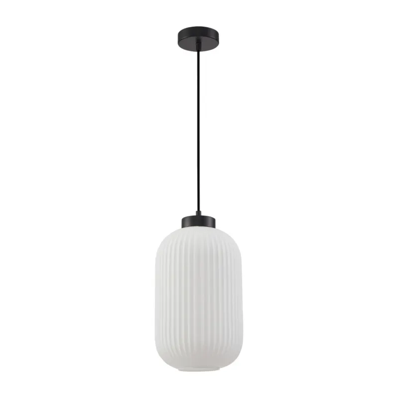 Ostatnie sztuki Lampa wisząca czarna szklana ryflowana PND-52636-1-BK z serii LINDO - Lampy Italux
