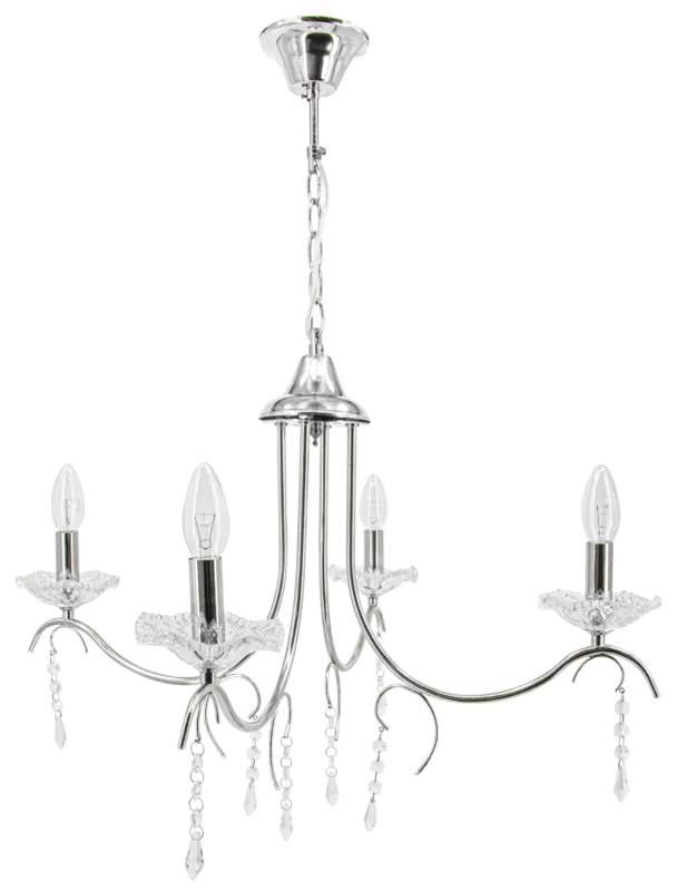 Żyrandol chromowany 4-punktowy ze szklanymi kryształami 1870/4 8C - Lampy Elem Oferta limitowana
