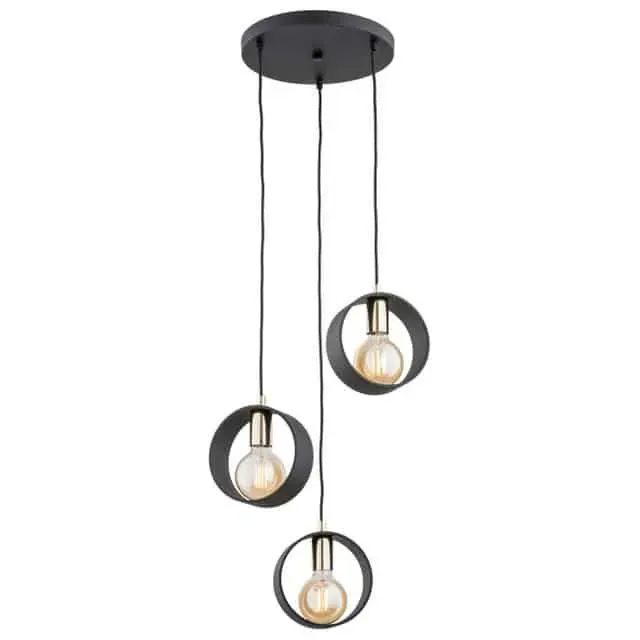 Zniżka Lampa nad stół stylowa wisząca AMADORA 1449 potrójna na kole czarna – Argon - Outlet