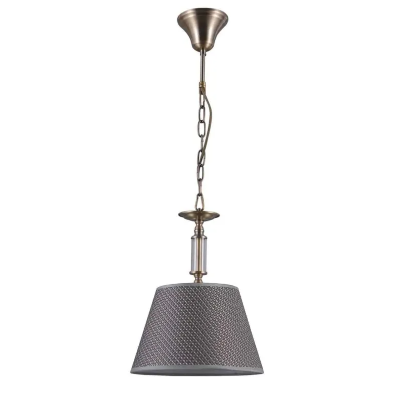Wyprzedaż Lampa wisząca szara z abażurem mosiężna PND-43272-1 z serii Zanobi - Lampy Italux