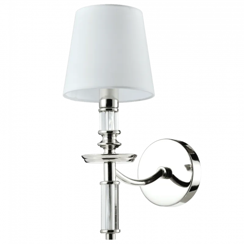 Kinkiet metalowy chromowany z białym abażurem W01315NI-WH z serii SIENA - Cosmo Light Bezpieczna płatność