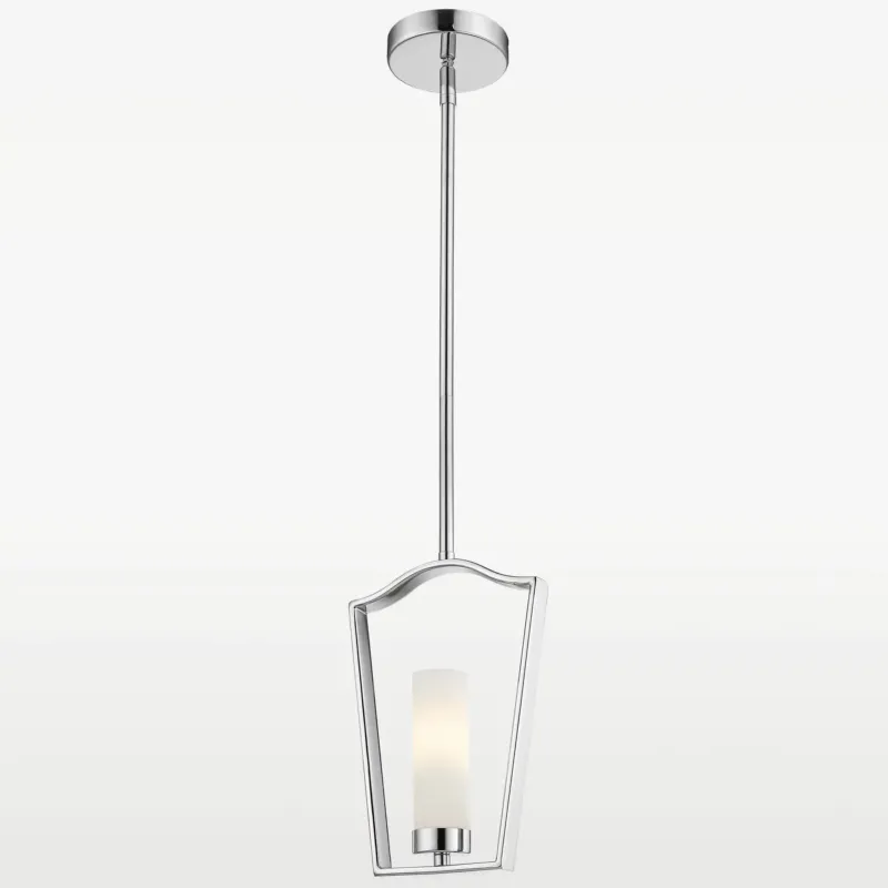 Szybka dostawa Lampa wisząca chromowana metalowa z białym kloszem P01216CH z serii DUBLIN - Cosmo Light