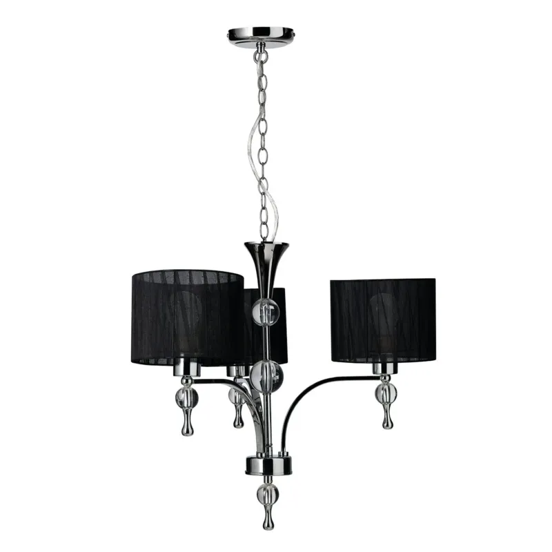 Dodaj do koszyka Azzardo Lampa wisząca z tkaniny czarno-chromowa 3-punktowa AZ0498 z serii IMPRESS
