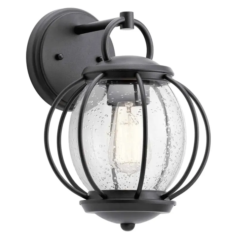 Kinkiet zewnętrzny czarny metalowy z kloszem KL/VANDALIA2/S z serii VANDALIA - Elstead Lighting Wyprzedaż