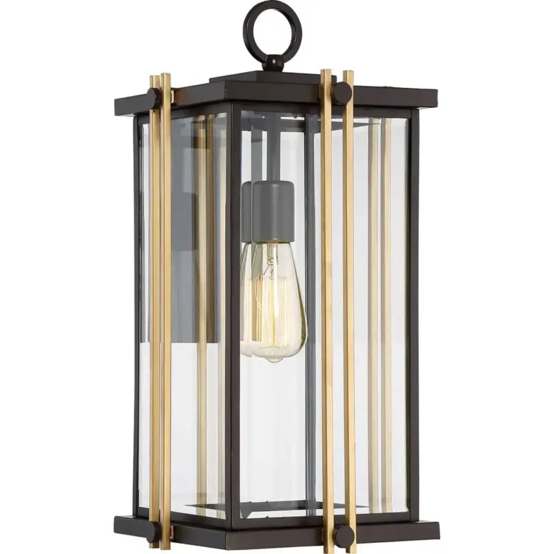 Kup online Kinkiet zewnętrzny czarno-złoty szklany QZ/GOLDENROD2/L z serii GOLDEN - Elstead Lighting