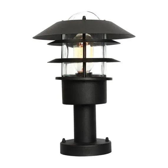Lampa stojąca zewnętrzna czarna metalowa z czujnikiem ruchu HELSINGOR PED BK z serii HELSINGOR - Elstead Lighting Nowość