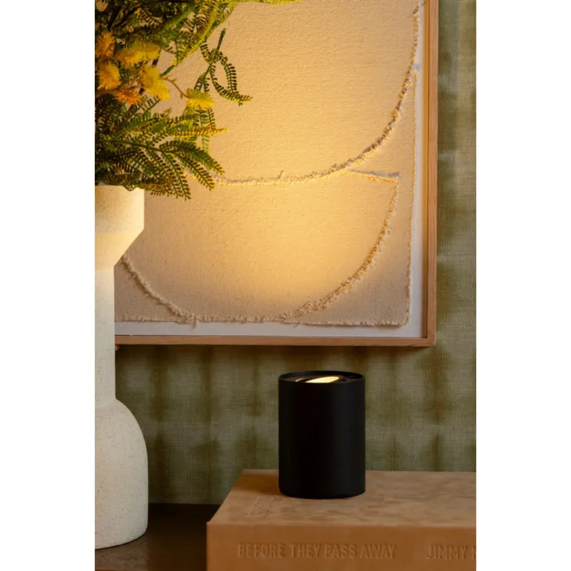 Łatwy zwrot Lampa stołowa minimalistyczna Tube LED 9,6cm H12,5cm czarna Lucide