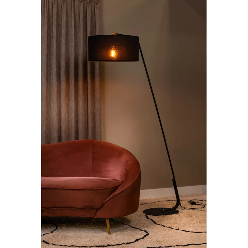 Lampa podłogowa z abażurem Kelso 48cm H180cm czarna Lucide Darmowy zwrot