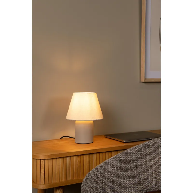 Lampa ceramiczna z abażurem Macia kremowy / taupe Lucide Nowy