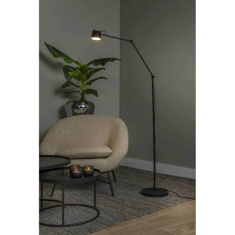 Do wyczerpania zapasów Lampa podłogowa regulowana ze ściemniaczem Milne LED 2700K 143cm czarna Lucide