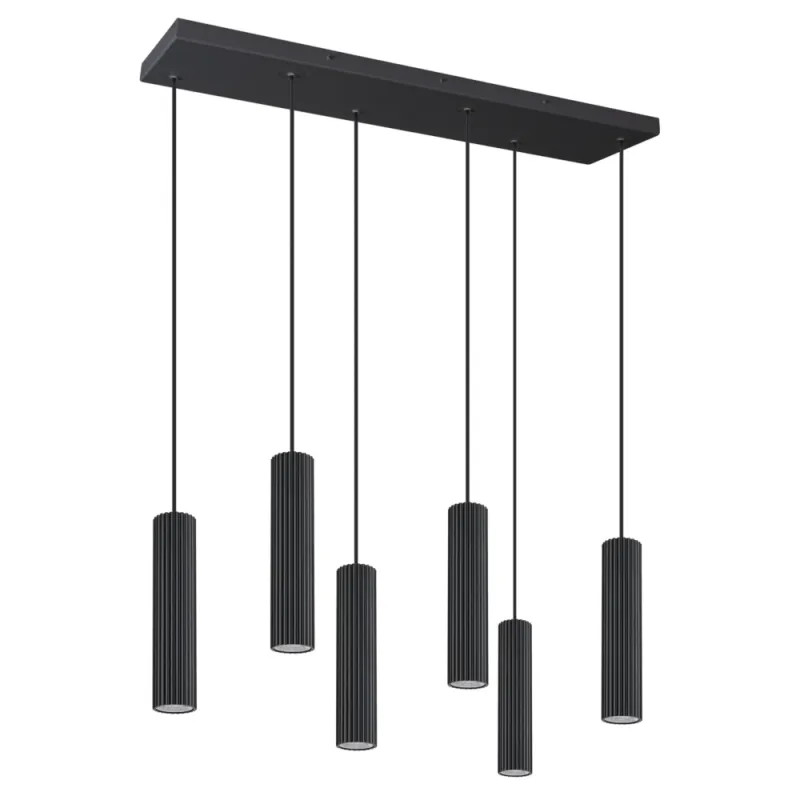 Bestseller Lampa wisząca tuby ryflowane Ivar VI 80cm czarna LED 4000K Thoro