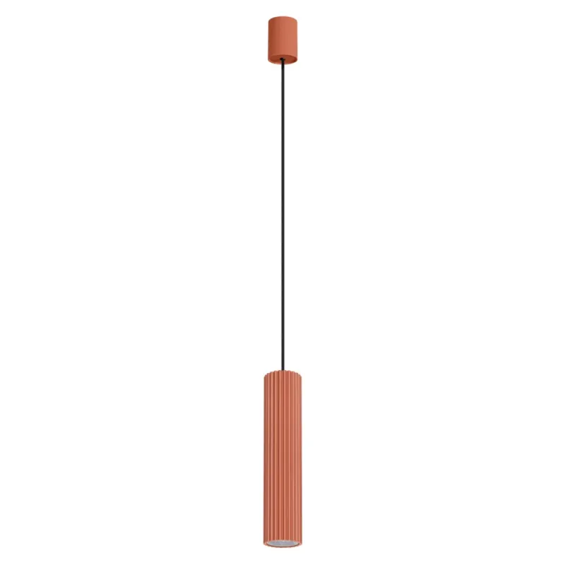 Super okazja Lampa wisząca tuba ryflowana Ivar I 6,4cm ochra czerwona LED 4000K Thoro