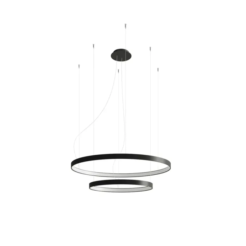 Żyrandol wiszący ringi Rio II 55/78cm czarny LED 4000K Thoro Cena promocyjna