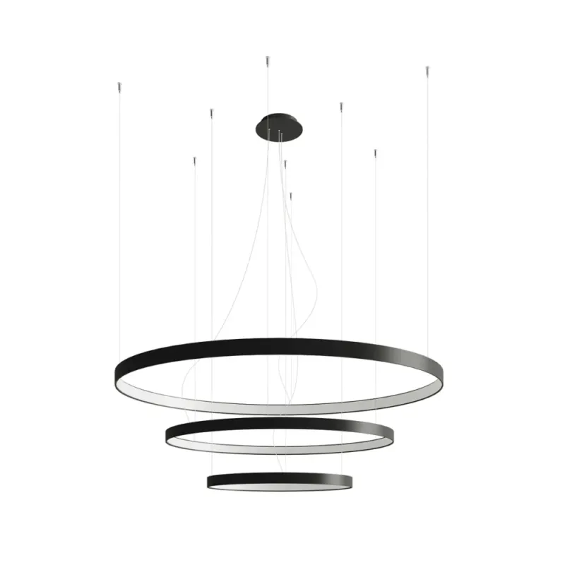 Żyrandol wiszący ringi Rio III 55/78/110cm czarny LED 4000K Thoro Obniżka ceny
