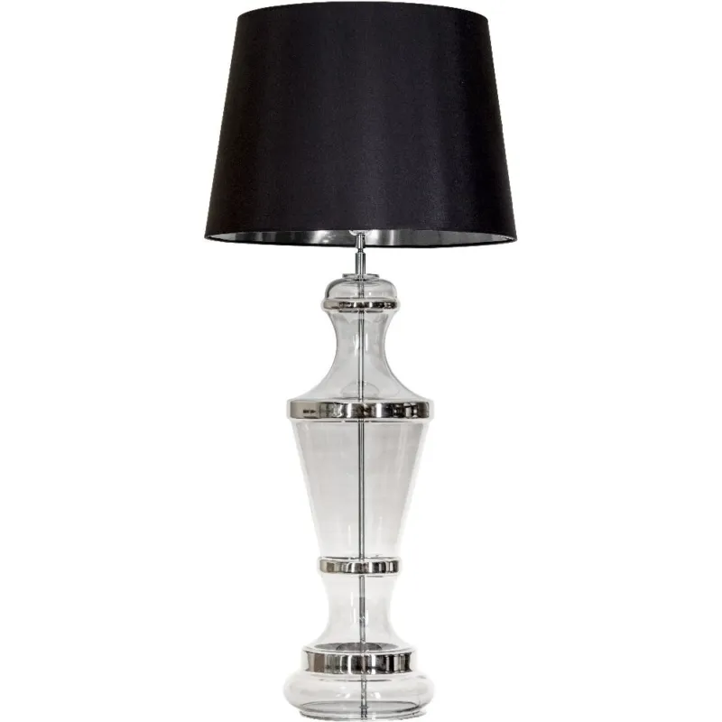 Bezpieczne zakupy Lampa stołowa szklana glamour Roma Platinum Czarna 4Concept