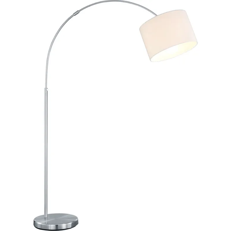 Łatwy zwrot Lampa podłogowa łukowa z abażurem Hotel Biały/Nikiel Mat Trio