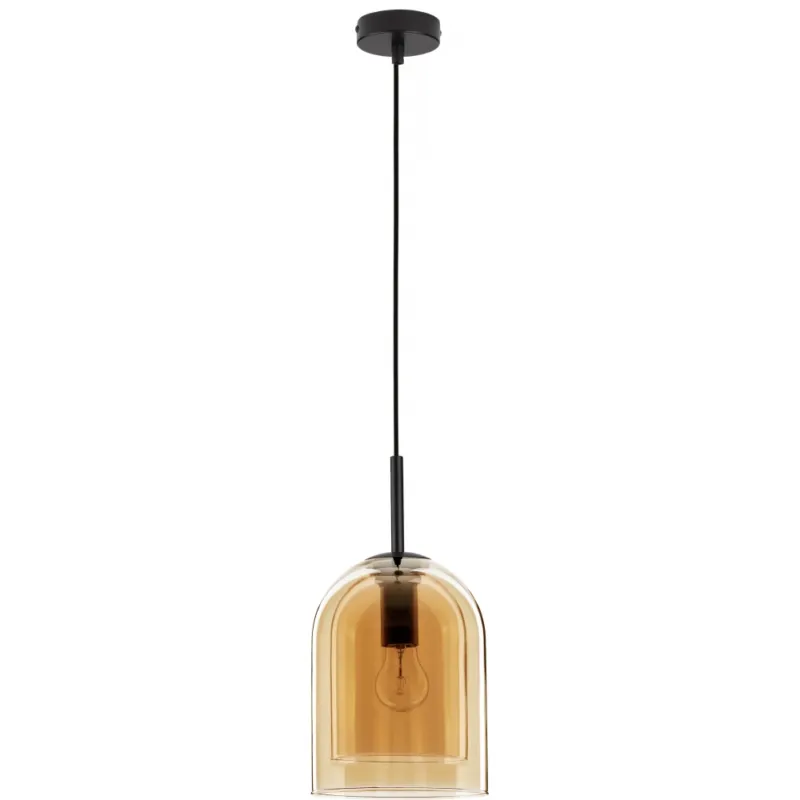 Lampa wisząca szklana retro Duo 18cm bursztynowa Oferta