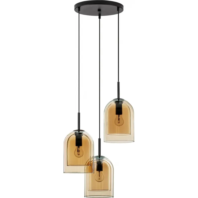 Lampa wisząca szklana retro Duo IIII bursztynowa Tylko dziś