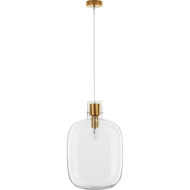 Tylko dziś Lampa wisząca szklana retro Bulgy 30cm przeźroczysty/mosiądz