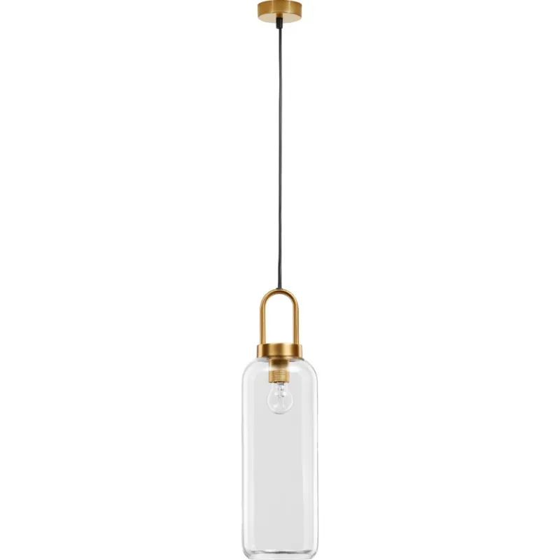 Lampa wisząca szklana retro Astri 15,5cm przeźroczysty/mosiądz Tylko do końca tygodnia