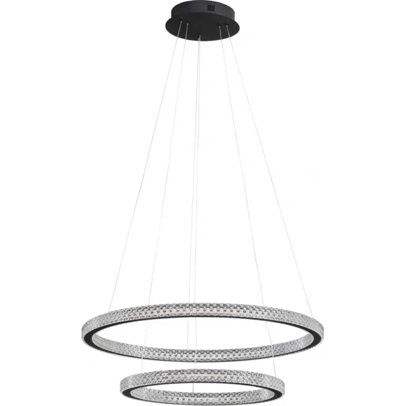 Darmowy zwrot Lampa wiszące okręgi z kryształkami Bueno LED 60,5cm czarna