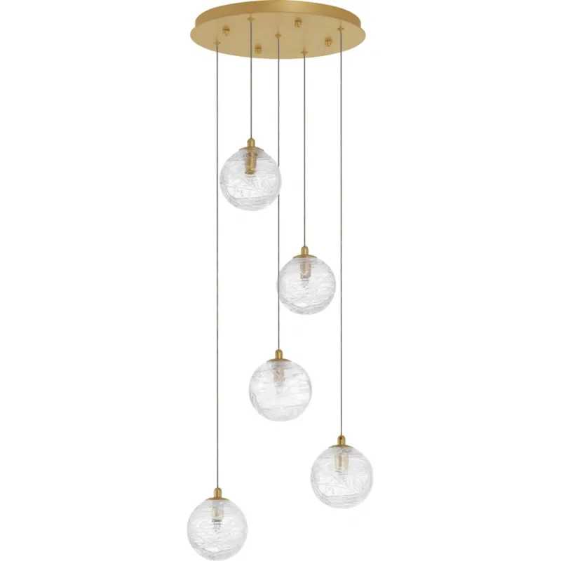 Ostatnia szansa Lampa wisząca szklane kule glamour Nebuu V przeźroczysty/mosiądz